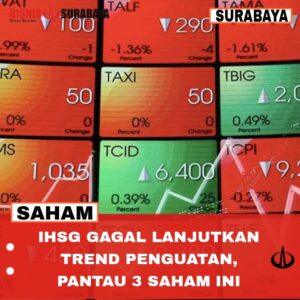 IHSG Gagal Lanjutkan Trend Penguatan, Pantau Pergerakan 3 Saham Ini