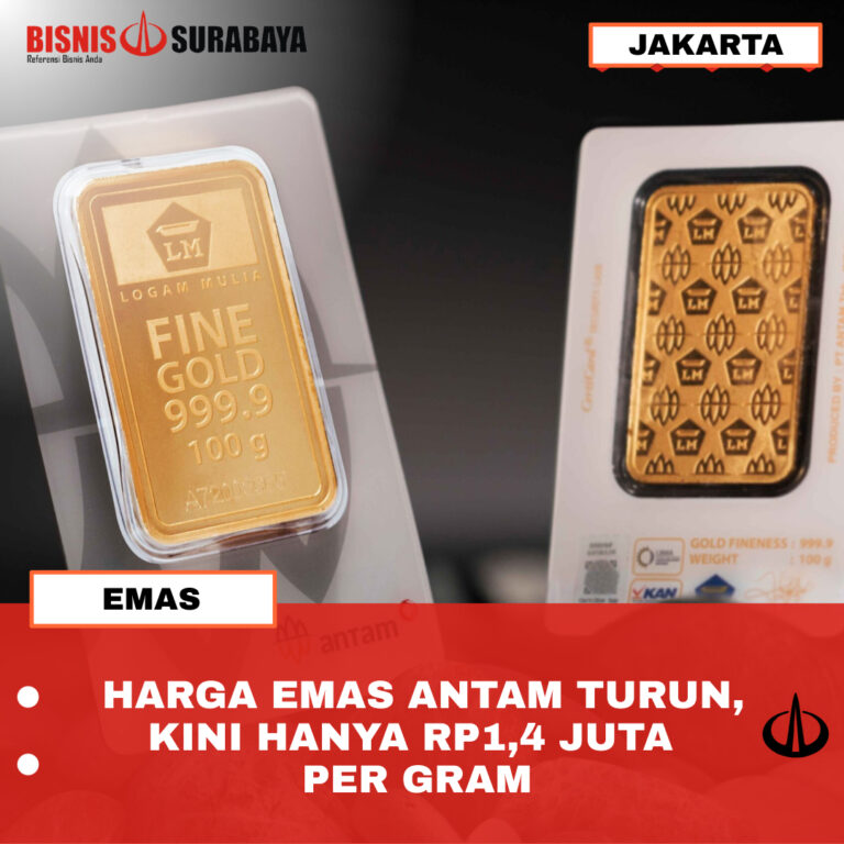 Harga Emas Antam Turun, Kini Hanya Rp1,4 Juta Per Gram