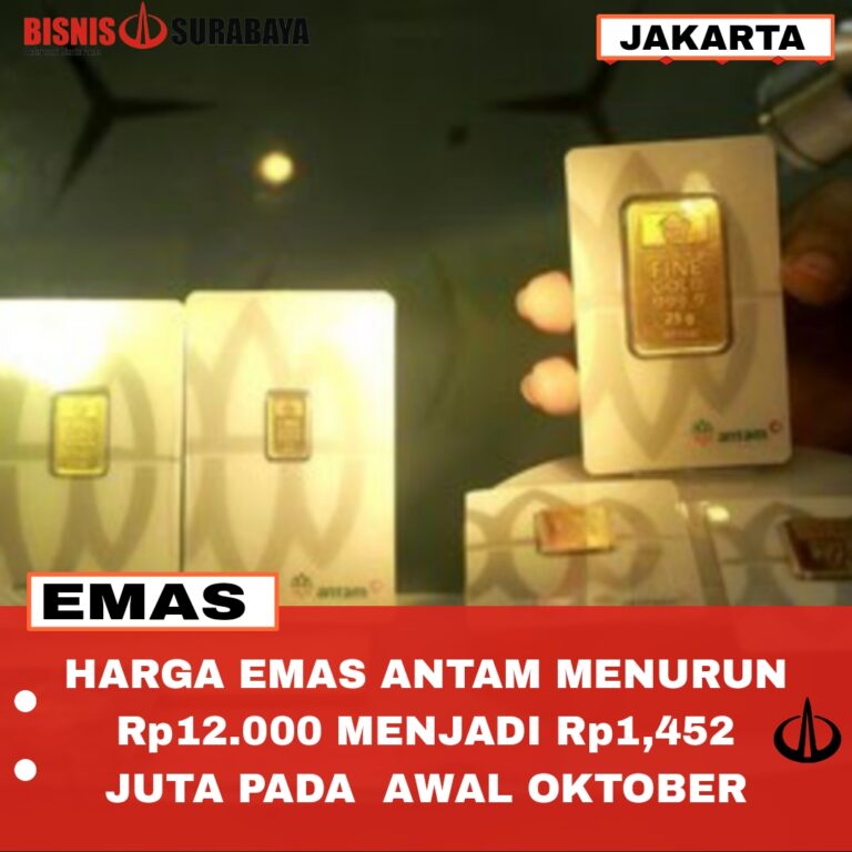 Harga Emas Antam Menurun Rp12.000 Menjadi Rp1,452 Juta pada Awal Oktober