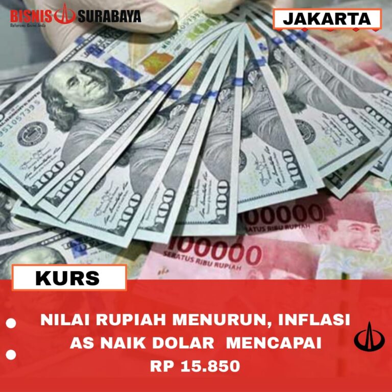 NILAI RUPIAH MENURUN, INFLASI AS NAIK DOLAR  MENCAPAI RP 15.850