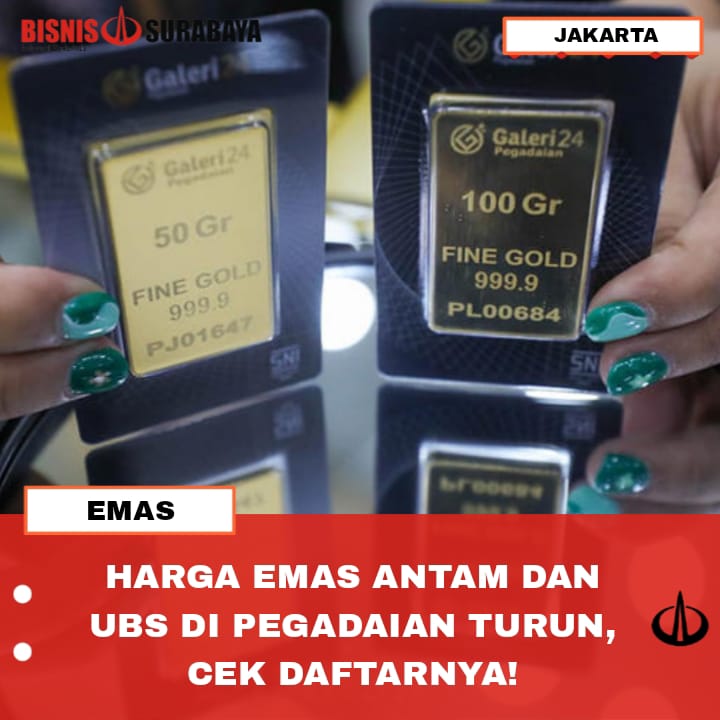 HARGA EMAS ANTAM DAN UBS DI PEGADAIAN TURUN, CEK DAFTARNYA!