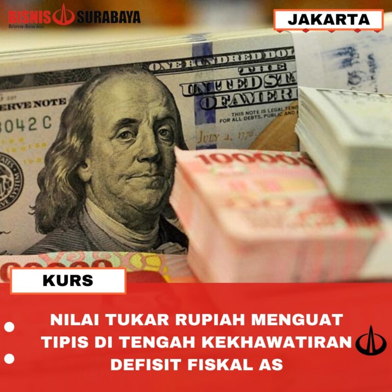 NILAI TUKAR RUPIAH MENGUAT TIPIS DI TENGAH KEKHAWATIRAN DEFISIT FISKAL AS