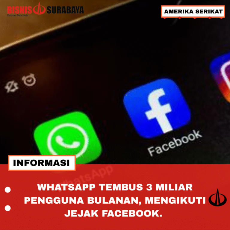 WHATSAPP TEMBUS 3 MILIAR PENGGUNA BULANAN, MENGIKUTI JEJAK FACEBOOK.