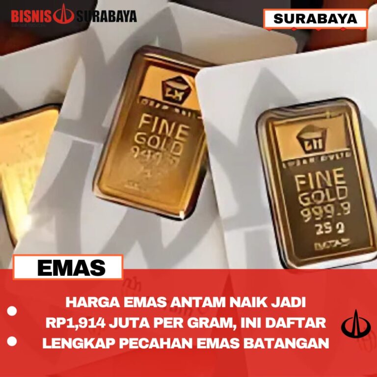 Harga Emas Antam Naik Jadi Rp1,914 Juta per Gram, Ini Daftar Lengkap Pecahan Emas Batangan