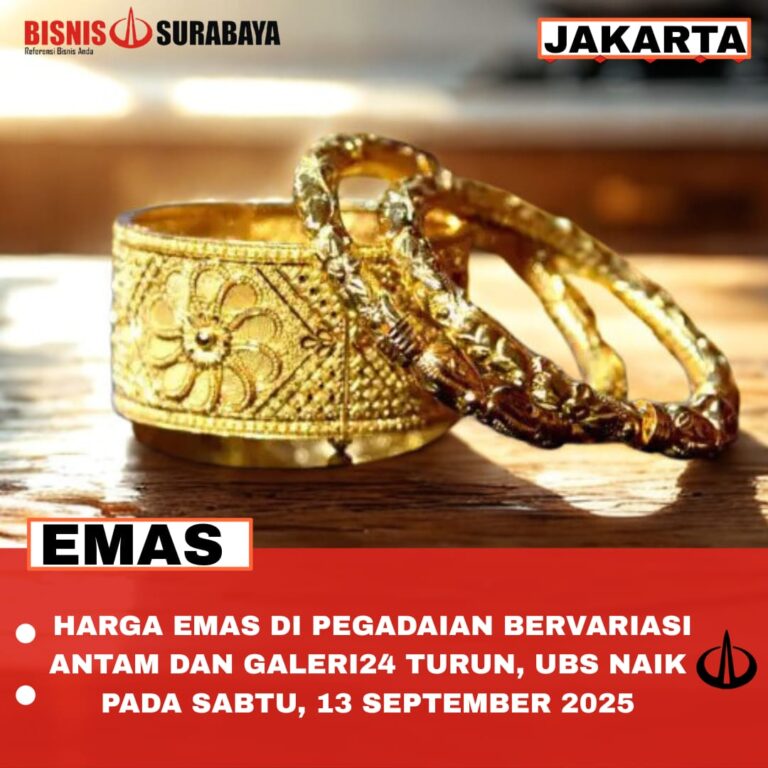 HARGA EMAS DI PEGADAIAN BERVARIASI ANTAM DAN GALERI24 TURUN, UBS NAIK PADA SABTU, 13 SEPTEMBER 2025