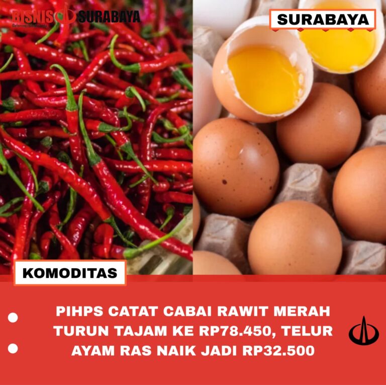 PIHPS CATAT CABAI RAWIT MERAH TURUN TAJAM KE RP78.450, TELUR AYAM RAS NAIK JADI RP32.500