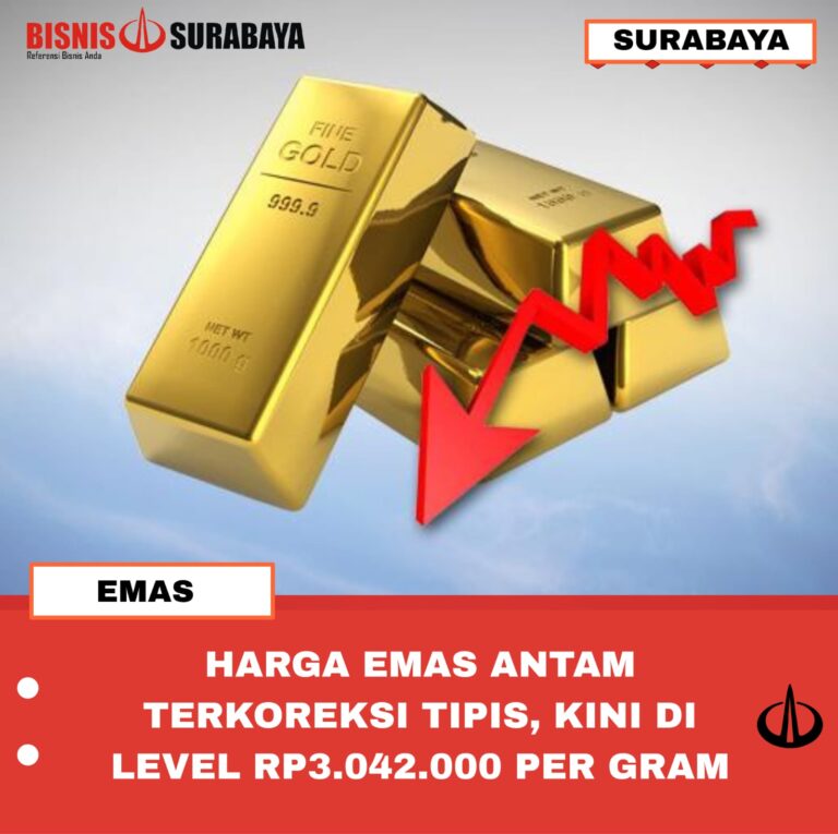 HARGA EMAS ANTAM TERKOREKSI TIPIS, KINI DI LEVEL RP3.042.000 PER GRAM